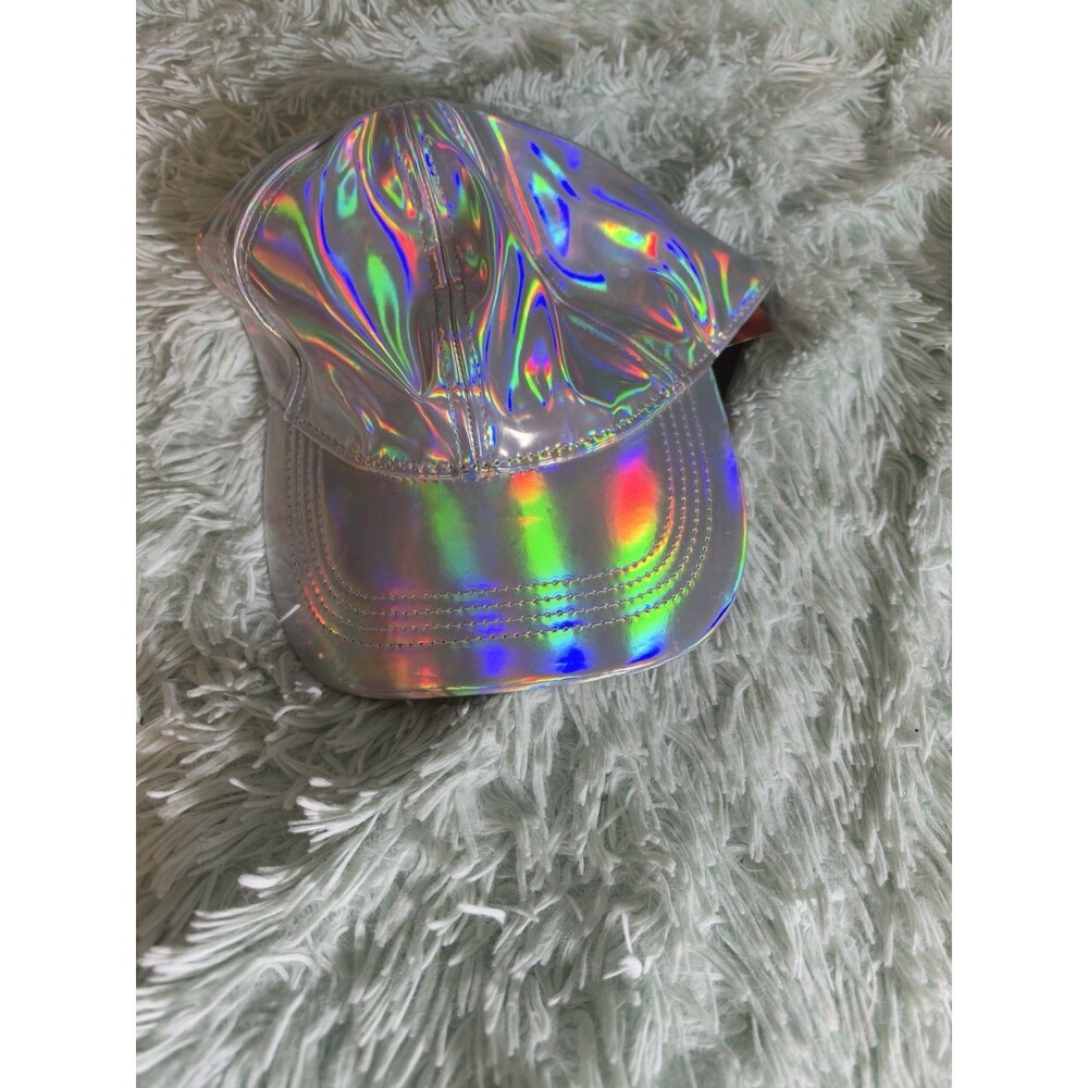 Disney Epcot Center Retro Logo Silver Holographic Mickey Ear Baseball Hat NWOT
